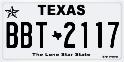 TX license plate BBT2117