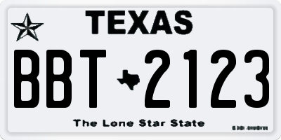 TX license plate BBT2123