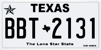 TX license plate BBT2131