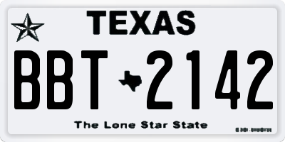 TX license plate BBT2142