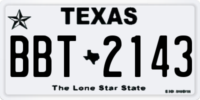 TX license plate BBT2143