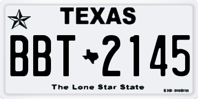 TX license plate BBT2145