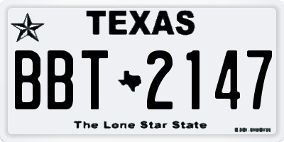 TX license plate BBT2147