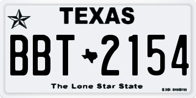 TX license plate BBT2154