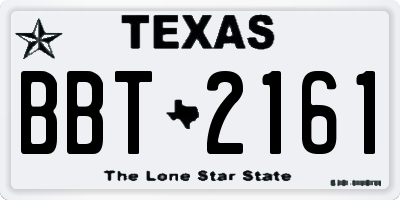 TX license plate BBT2161