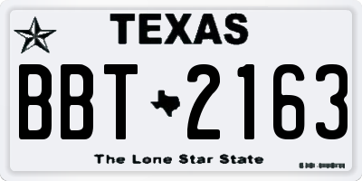 TX license plate BBT2163