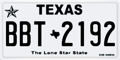 TX license plate BBT2192