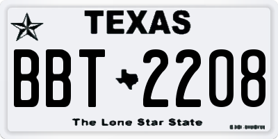 TX license plate BBT2208