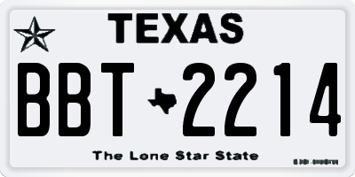 TX license plate BBT2214