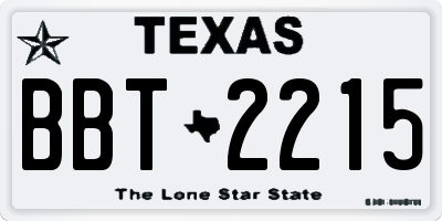 TX license plate BBT2215