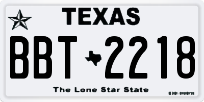 TX license plate BBT2218