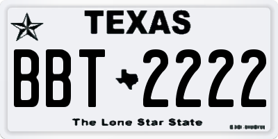 TX license plate BBT2222