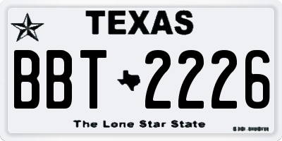 TX license plate BBT2226