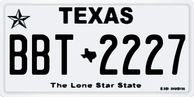 TX license plate BBT2227