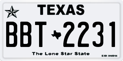 TX license plate BBT2231