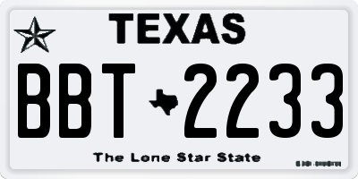 TX license plate BBT2233