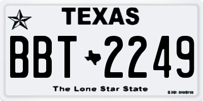 TX license plate BBT2249