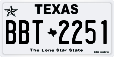TX license plate BBT2251