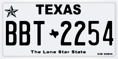 TX license plate BBT2254