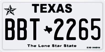 TX license plate BBT2265