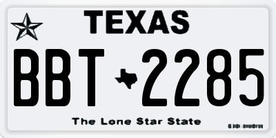 TX license plate BBT2285