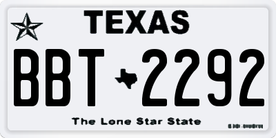 TX license plate BBT2292