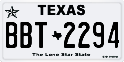 TX license plate BBT2294