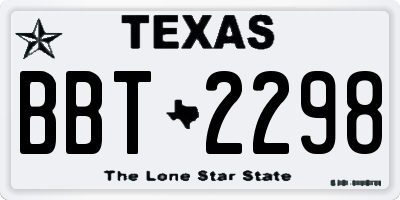 TX license plate BBT2298
