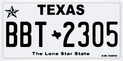 TX license plate BBT2305