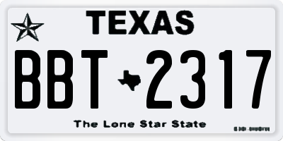 TX license plate BBT2317