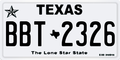 TX license plate BBT2326