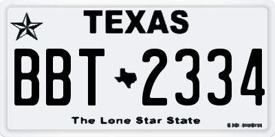 TX license plate BBT2334