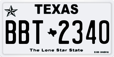 TX license plate BBT2340