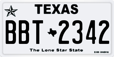 TX license plate BBT2342