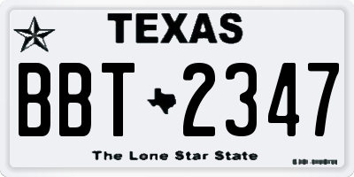 TX license plate BBT2347