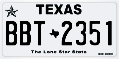 TX license plate BBT2351