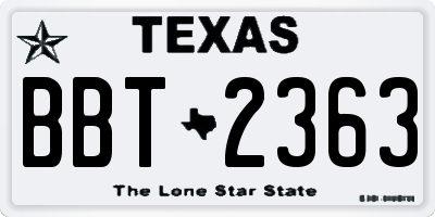 TX license plate BBT2363