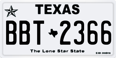 TX license plate BBT2366