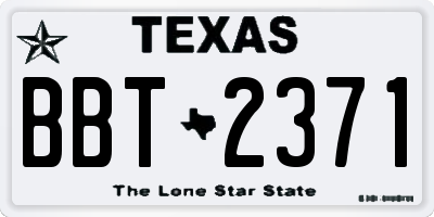 TX license plate BBT2371