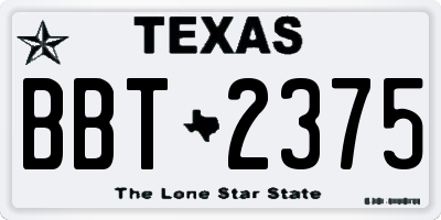 TX license plate BBT2375
