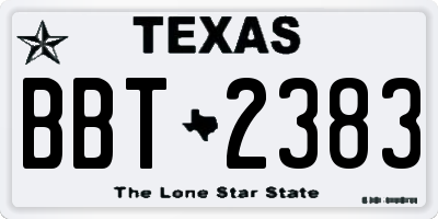 TX license plate BBT2383