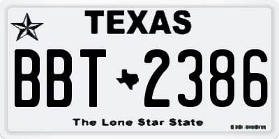 TX license plate BBT2386