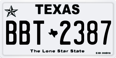 TX license plate BBT2387