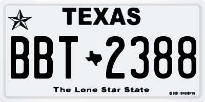 TX license plate BBT2388