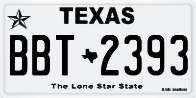 TX license plate BBT2393