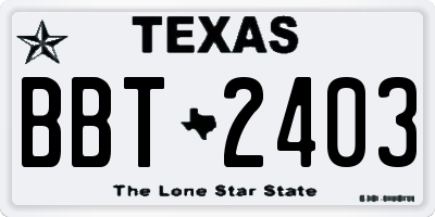 TX license plate BBT2403