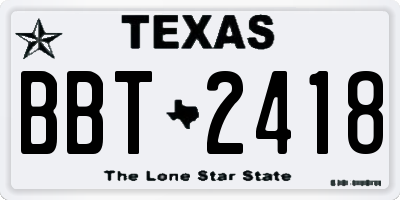 TX license plate BBT2418