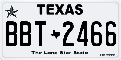 TX license plate BBT2466