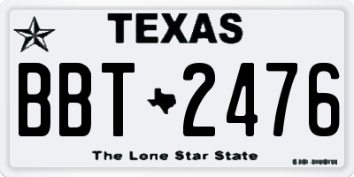 TX license plate BBT2476
