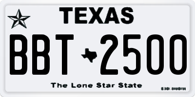 TX license plate BBT2500
